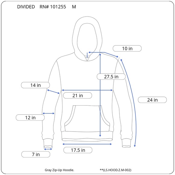 3/$10🙌 DIVIDED Gray Zip-Up Hoodie - Med - Picture 15 of 15